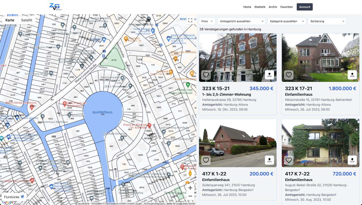 Professionelle Flurstück-Karte mit detaillierter Grundstücksanalyse